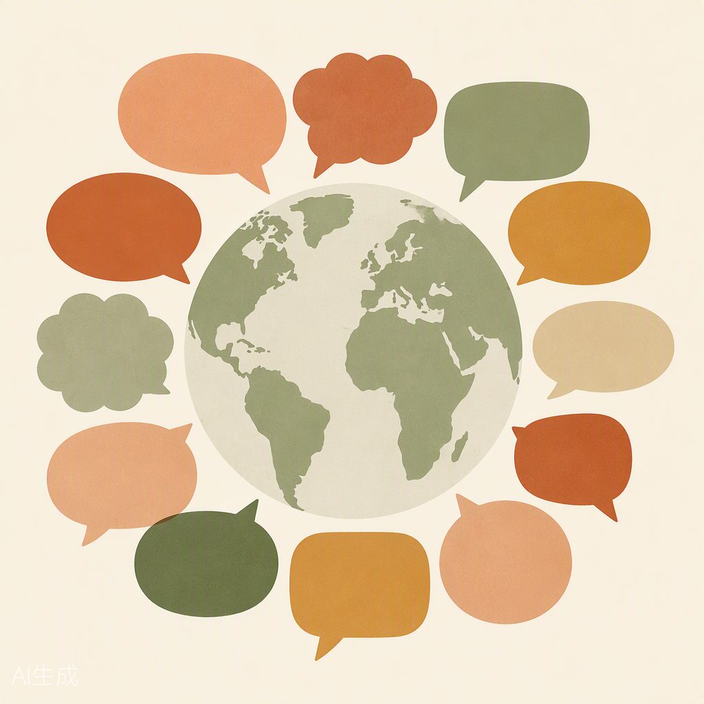 Globe with speech bubbles symbolising diverse communities