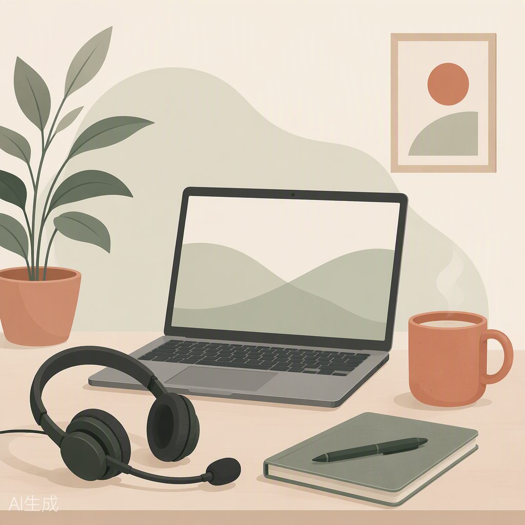 Desk with headset representing EAP counselling